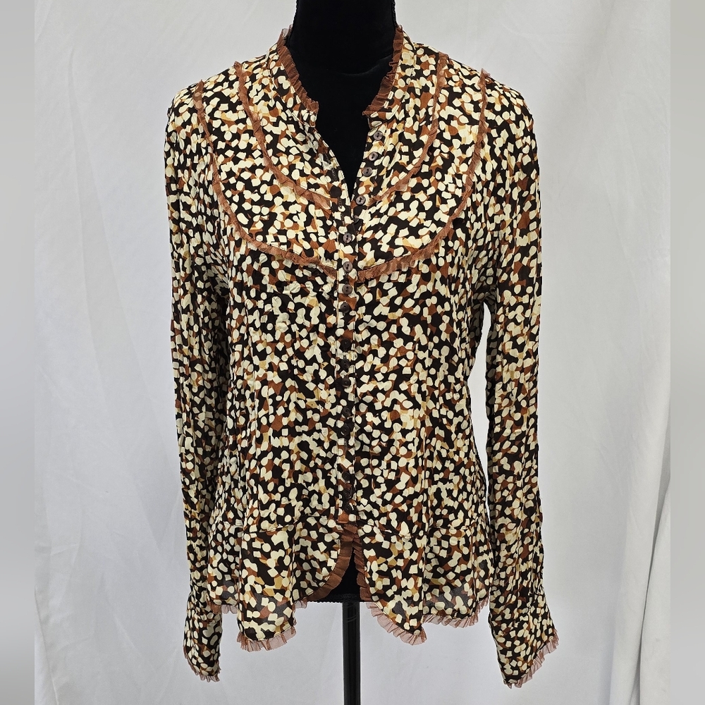 Sunny Leigh women XL blouse cottagecore boho festival costal cowgirl long sleeve